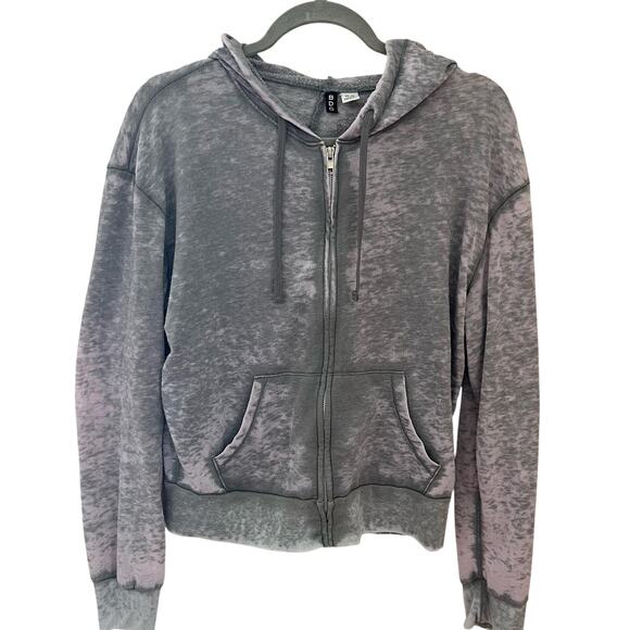 BDG Tops - BDG Distressed looking Grunge / y2k Gray and Lavender Bonfire Zip Up Hoodie, M